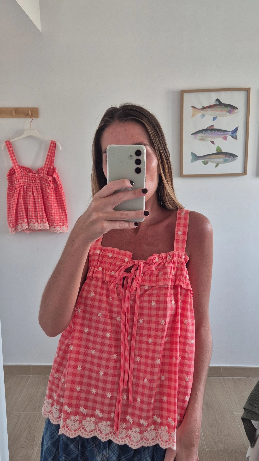 Blusa vichy bordado