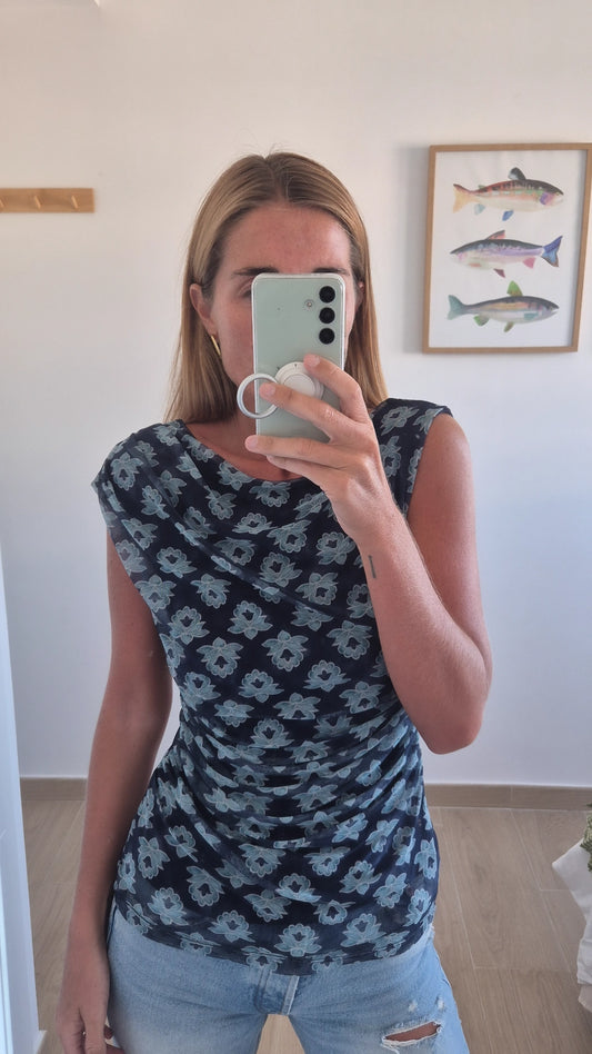 Top tul azul
