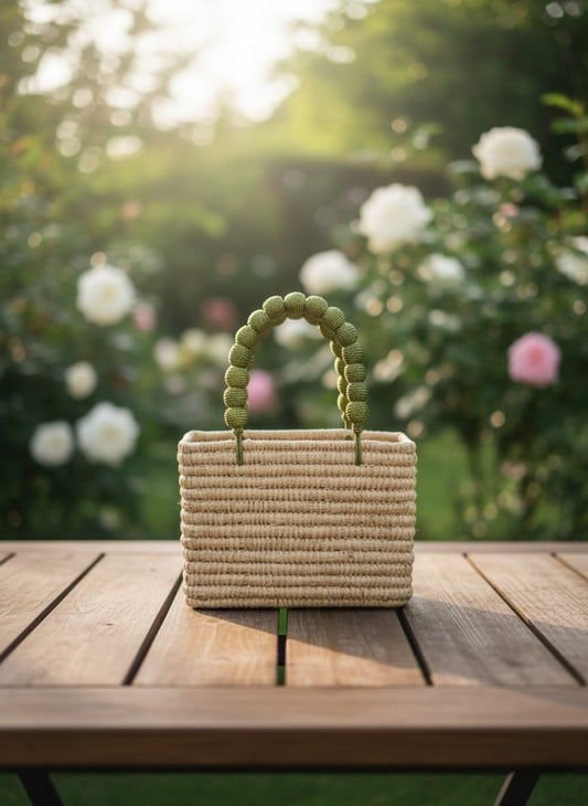 Bolso artesanal de rafia y algodón nuba