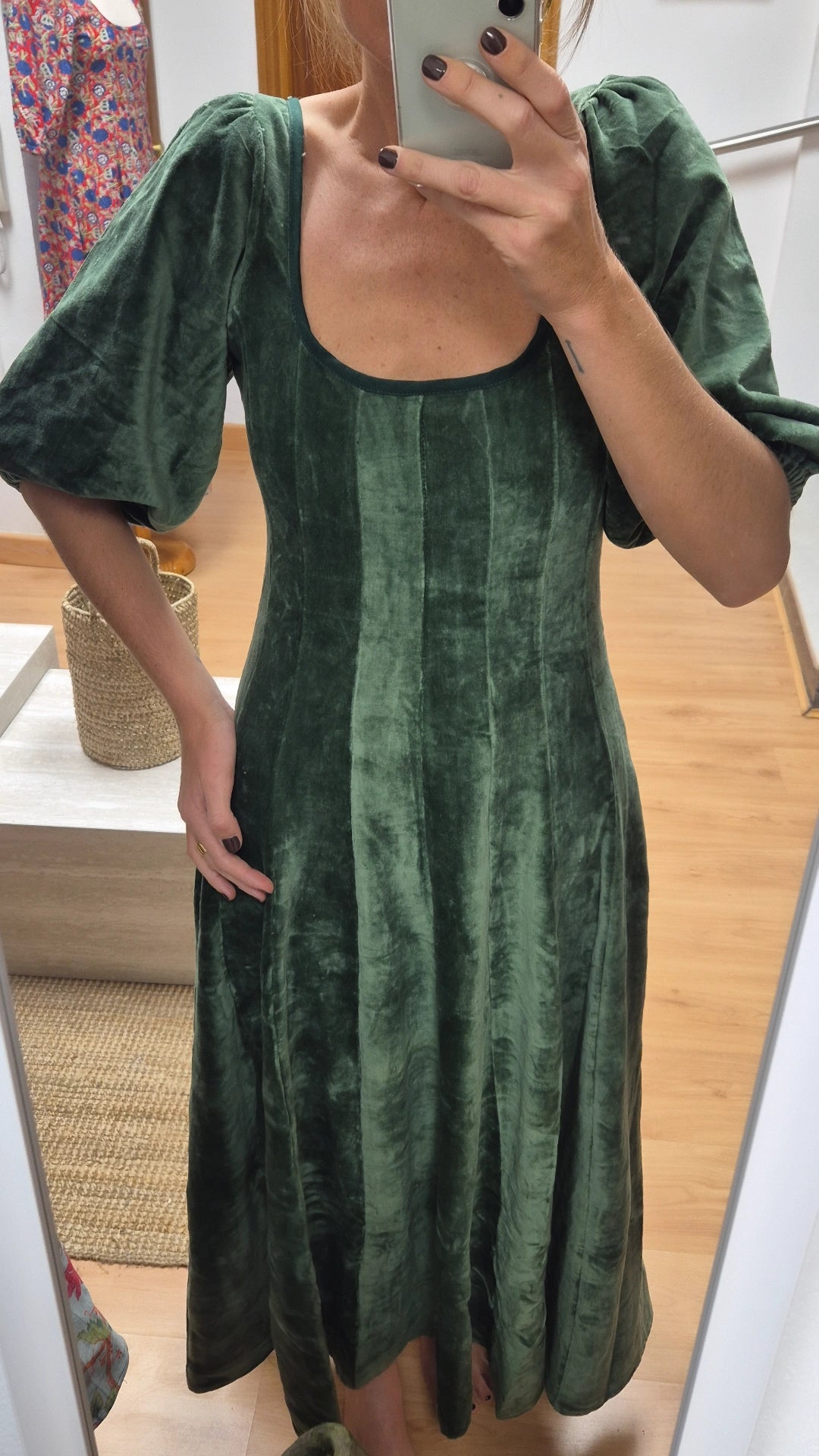 Vestido Moniquita con mangas Verde Botella