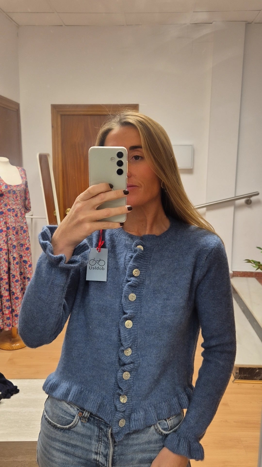 Cardigan botón azul bebé