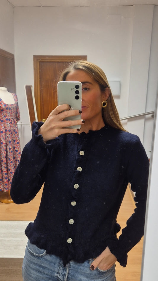 Cardigan botón azul marino