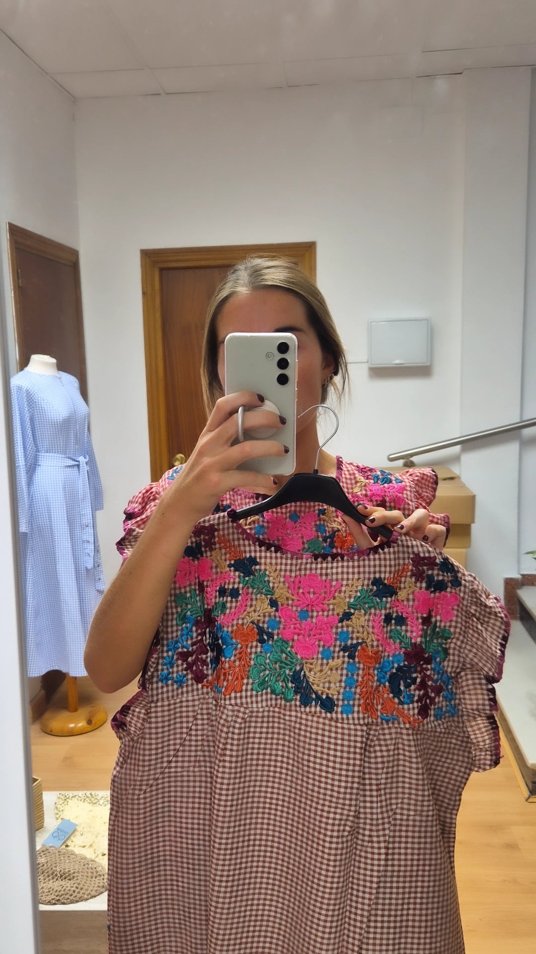 Vestido vichy bordado two