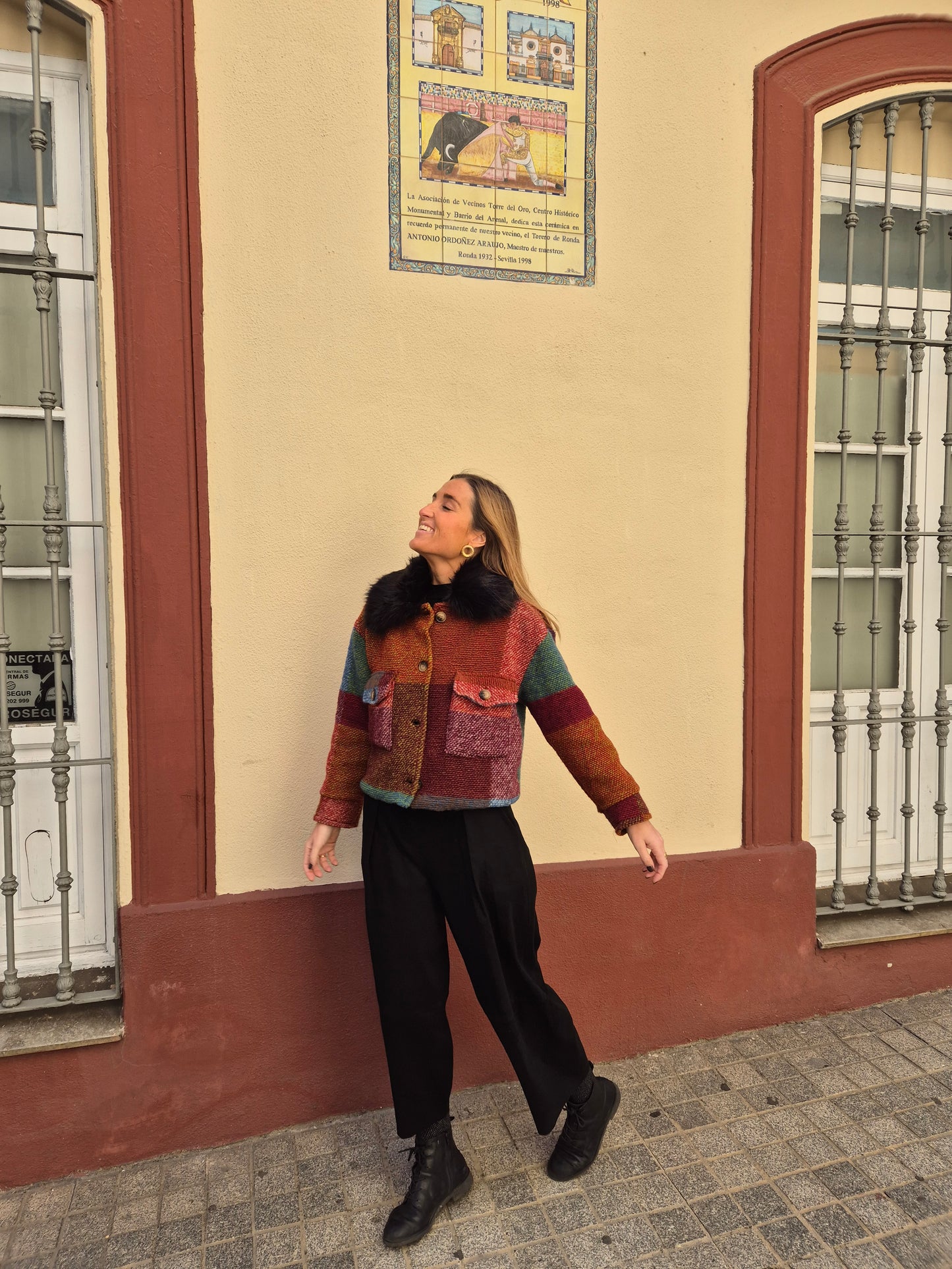 Abrigo colorido detalle pelo