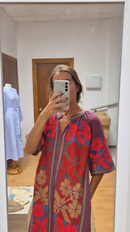 Vestido bordado pata de gallo