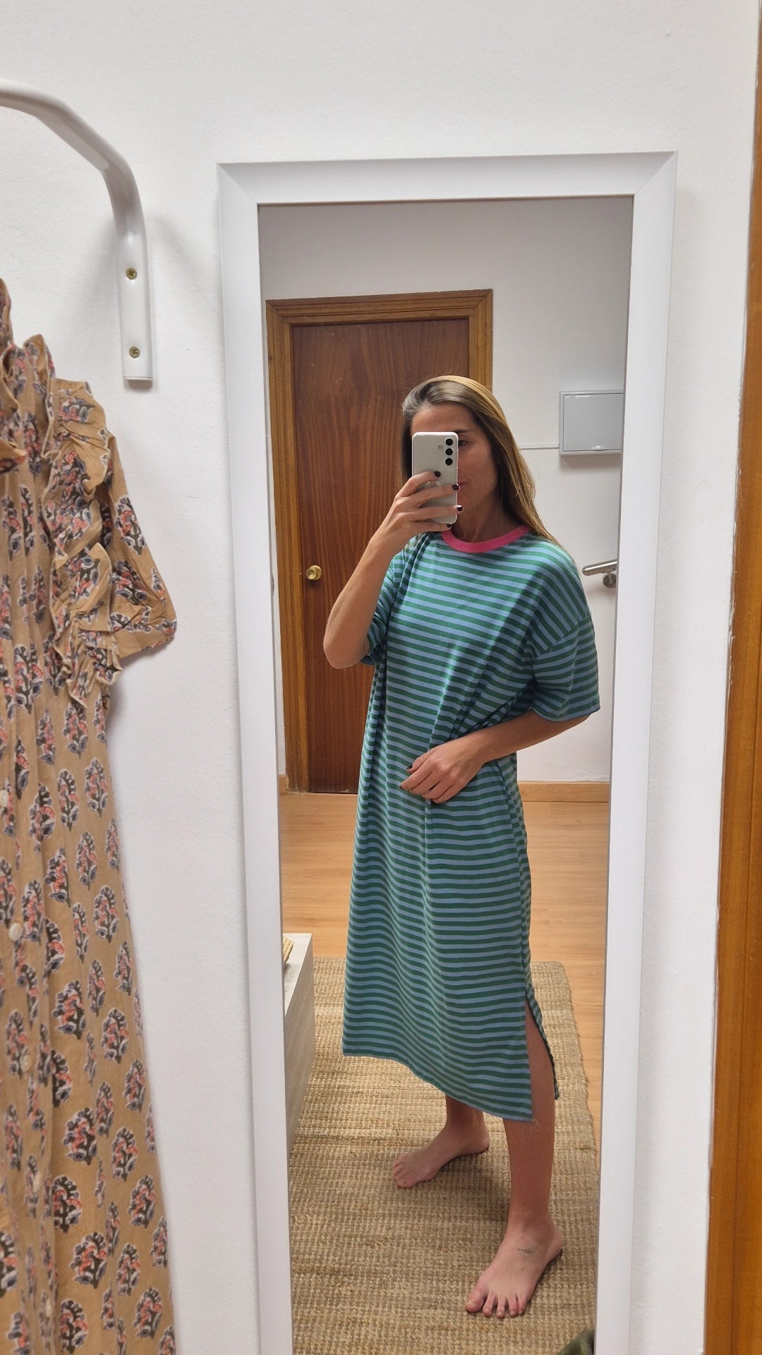Vestido total rayas azul y verde