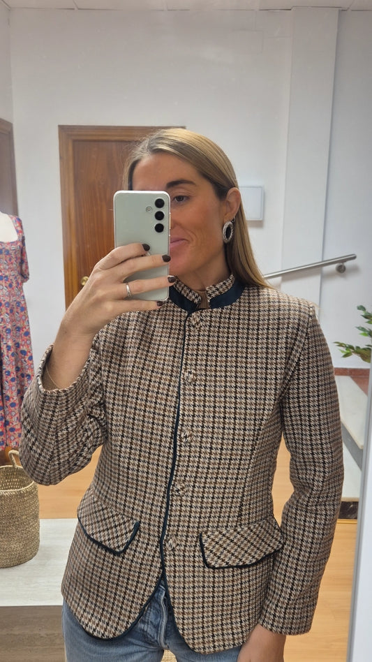 Chaqueta espiga detalles verde