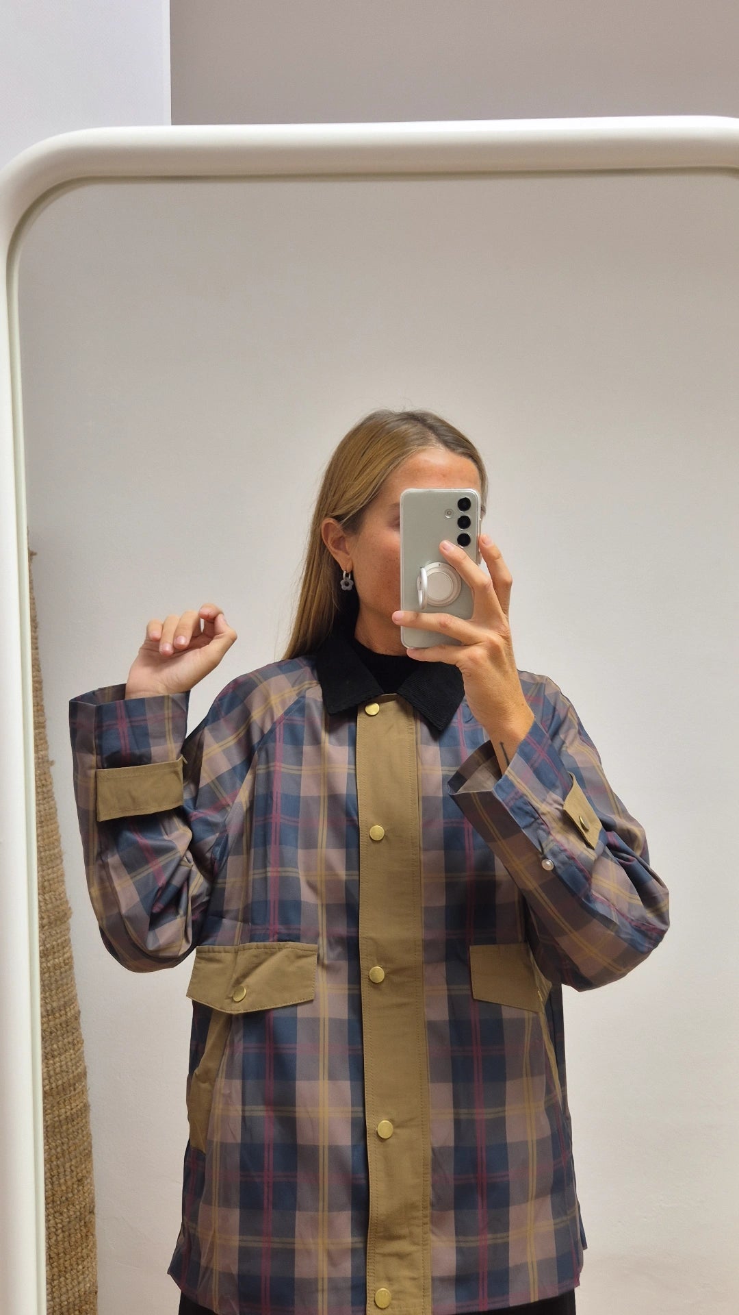 Chaqueta cuadros impermeable