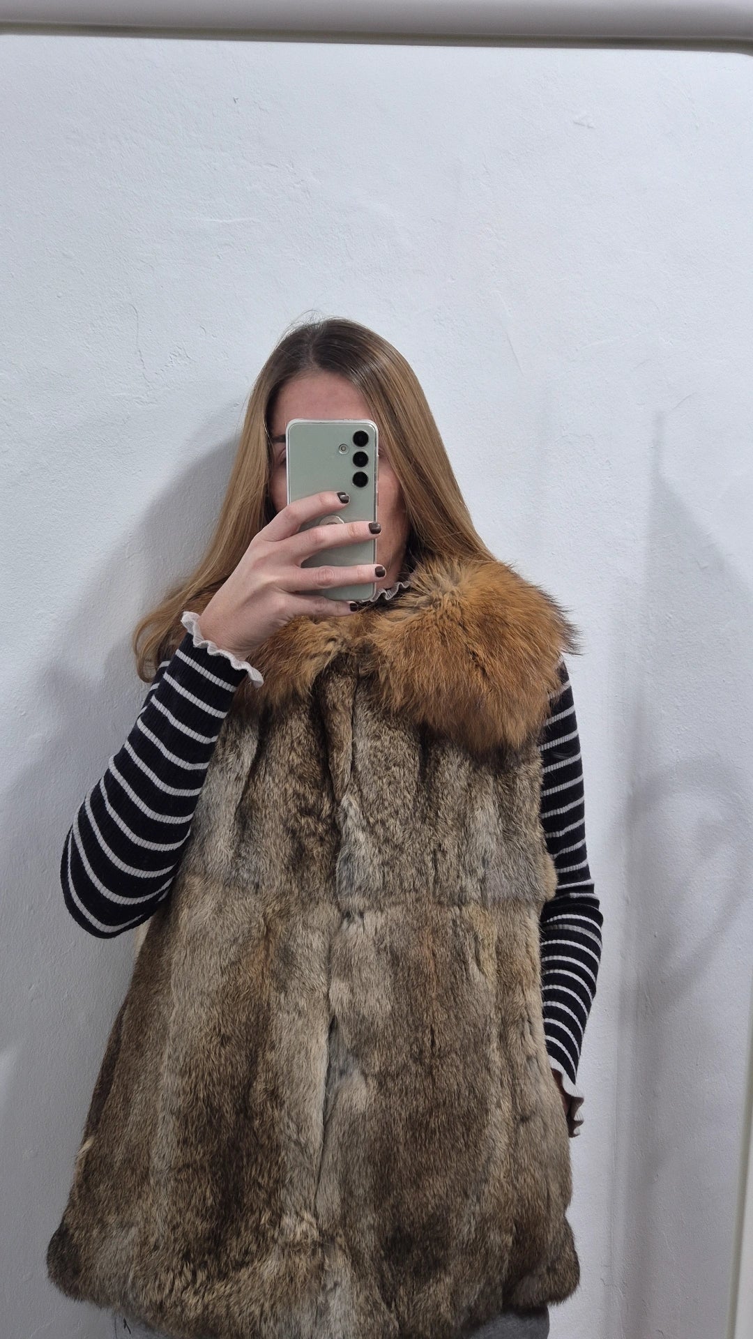 Chaleco 100% piel de conejo 100% cuero