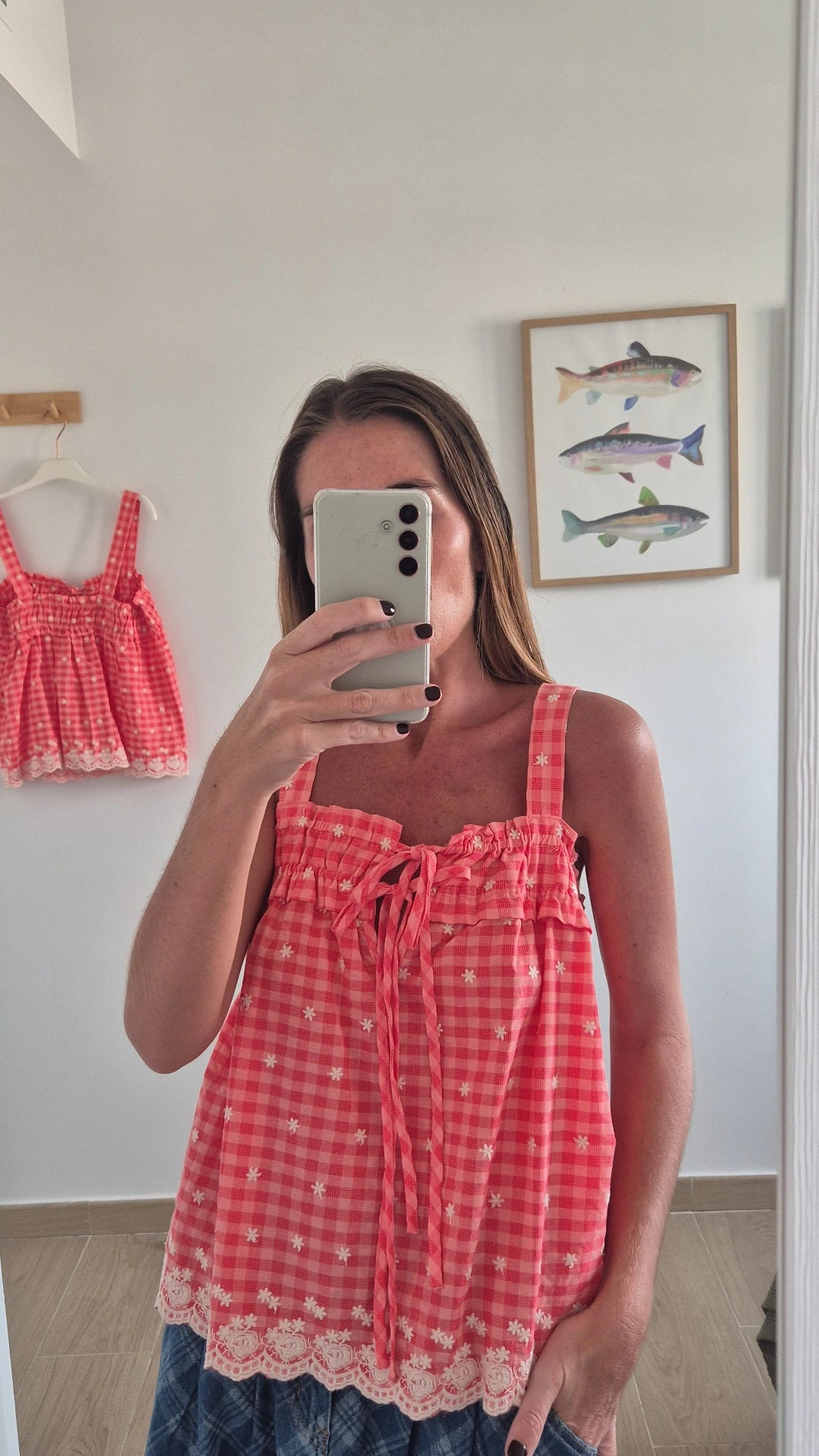Blusa vichy bordado