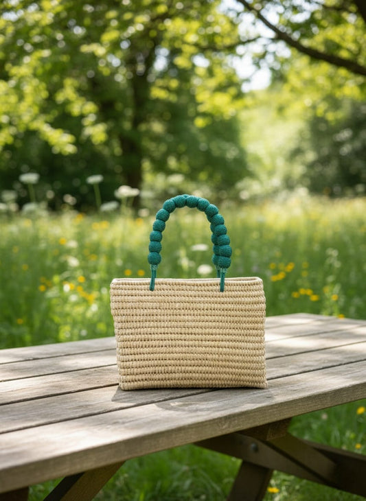 Bolso artesanal de rafia y algodón calma