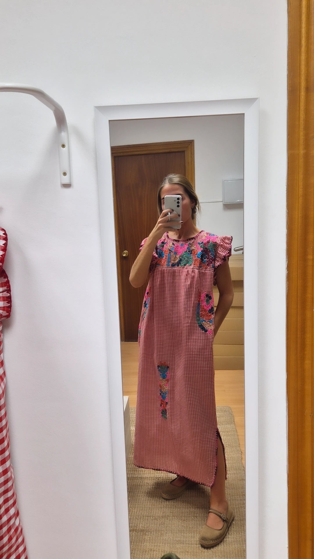 Vestido vichy bordado one