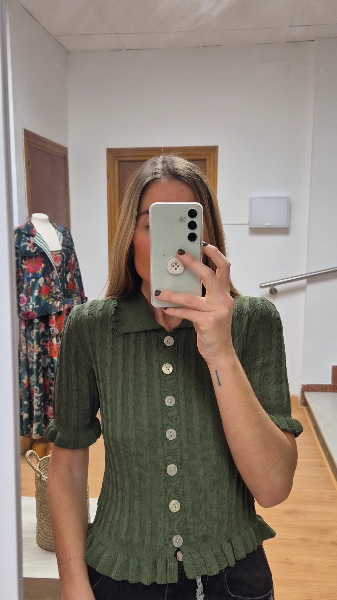 Cardigan de punto verde