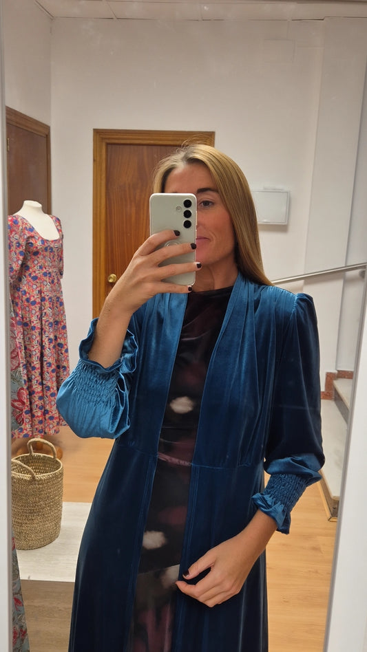 Abrigo terciopelo turquesa