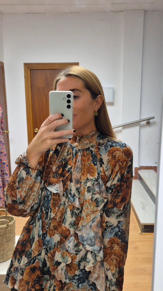 Blusa floral 100% lana