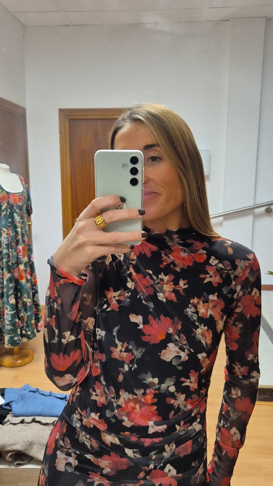 Vestido tul flores