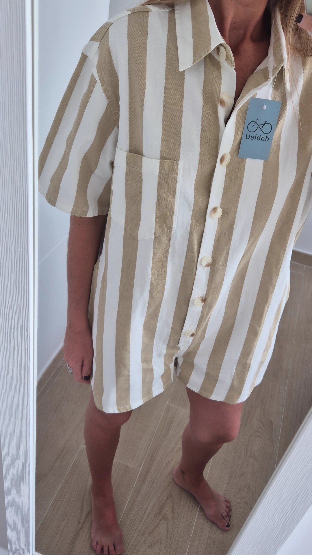 Mono denim 100% algodón rayas beige