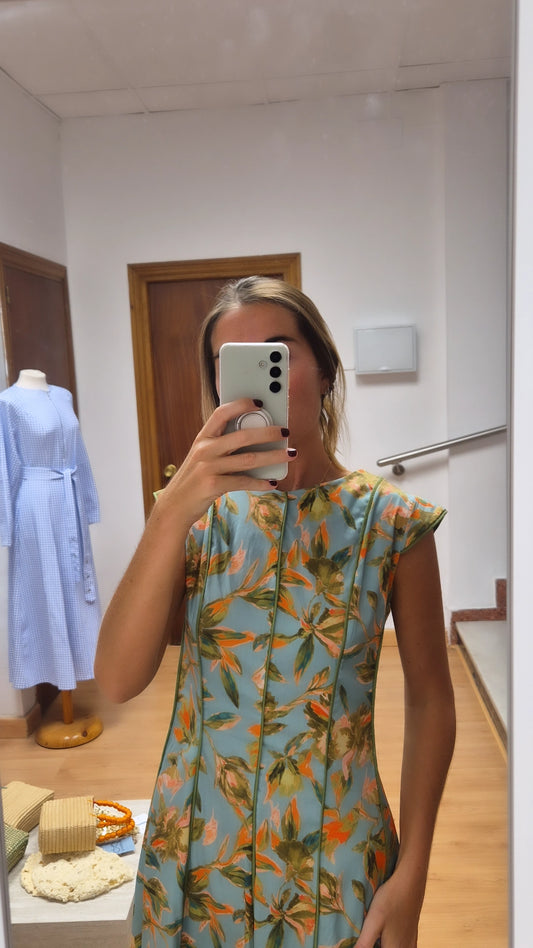 Vestido Conchita hoja turquesa