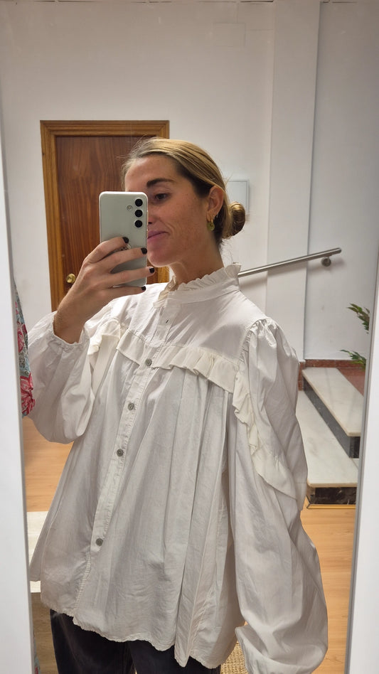 Camisa detalles volante algodón