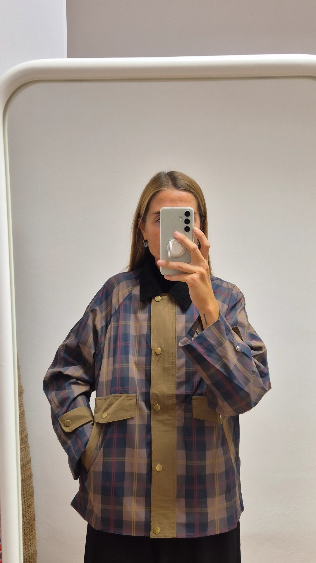 Chaqueta cuadros impermeable