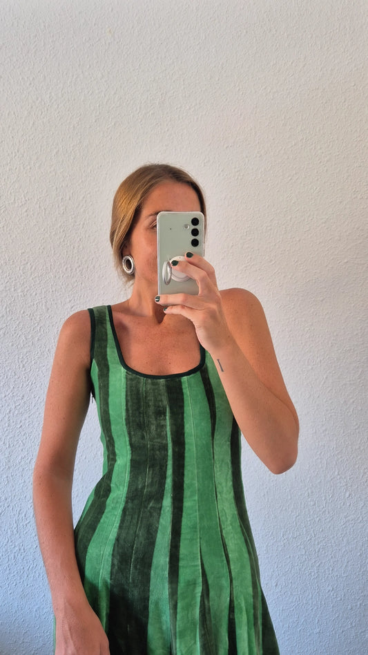 Vestido Moniquita stripes dark green