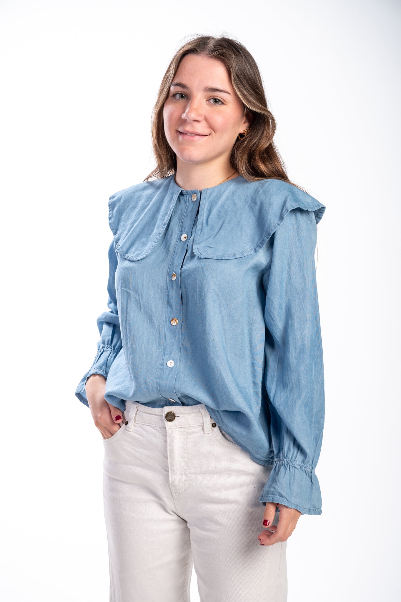 Camisa vaquera cuello bebé