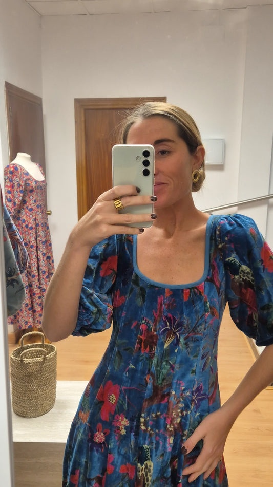 Vestido Moniquita con mangas Mar en Calma