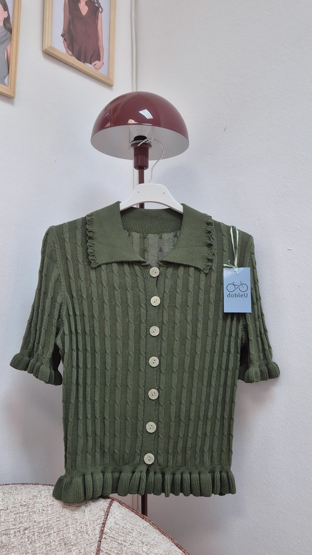 Cardigan de punto verde