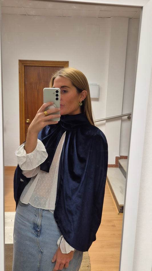 Capa terciopelo azul marino