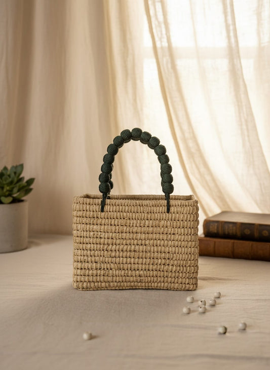 Bolso artesanal de rafia y algodón oasis