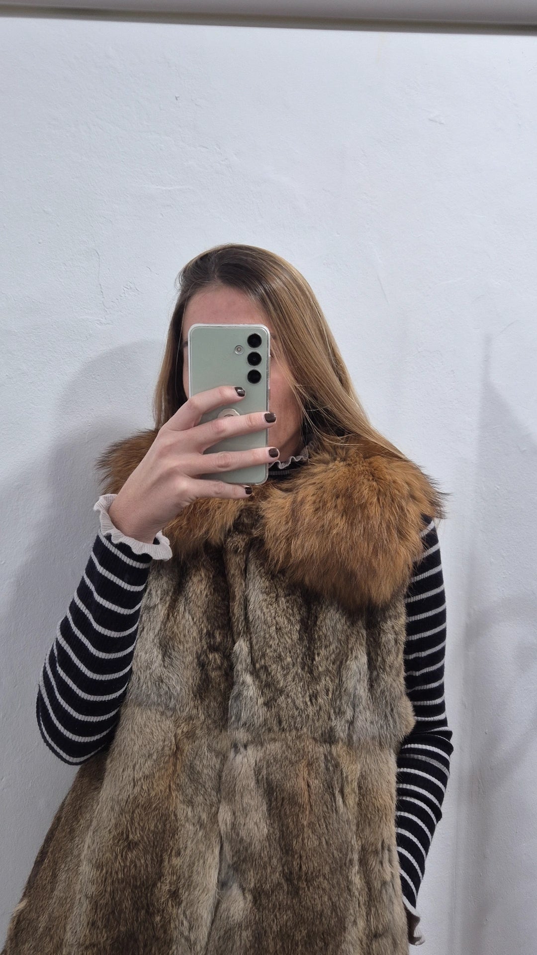 Chaleco 100% piel de conejo 100% cuero