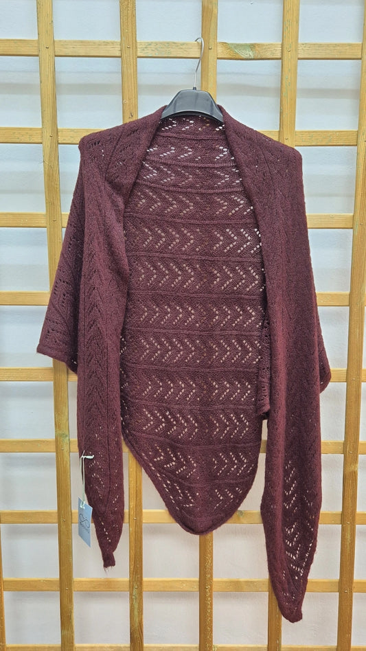 Poncho wool burdeos