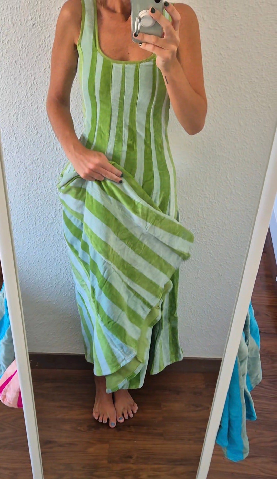 Vestido Moniquita stripes light green