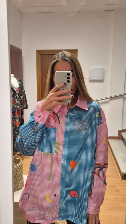 Blusa arcoiris lino&algodón