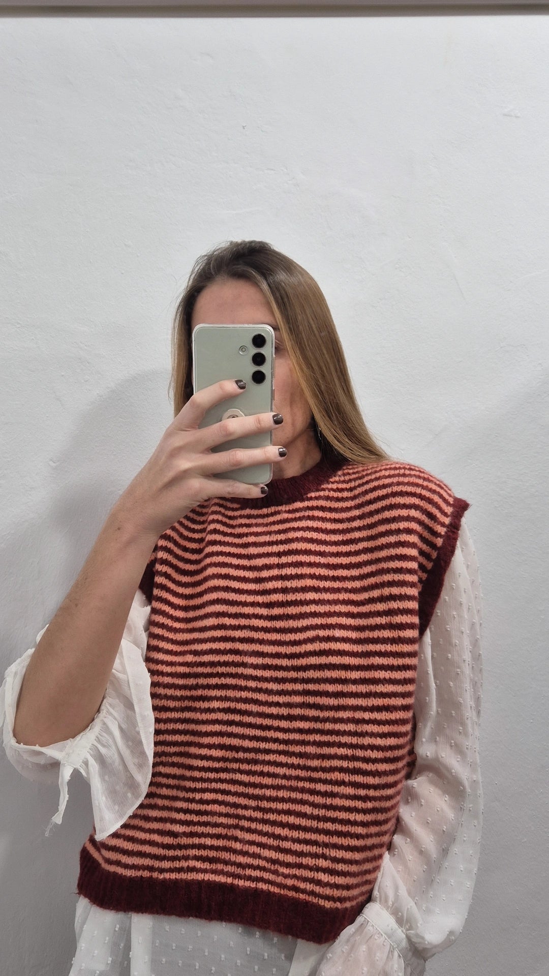 Chaleco rayas granate