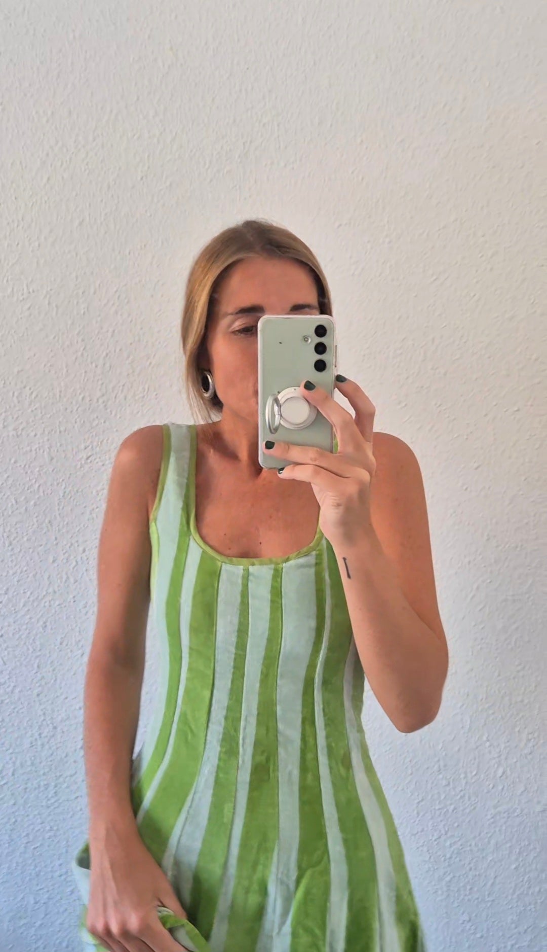 Vestido Moniquita stripes light green