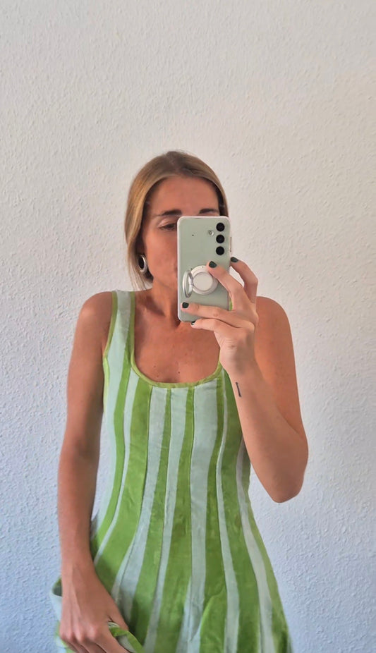 Vestido Moniquita stripes light green