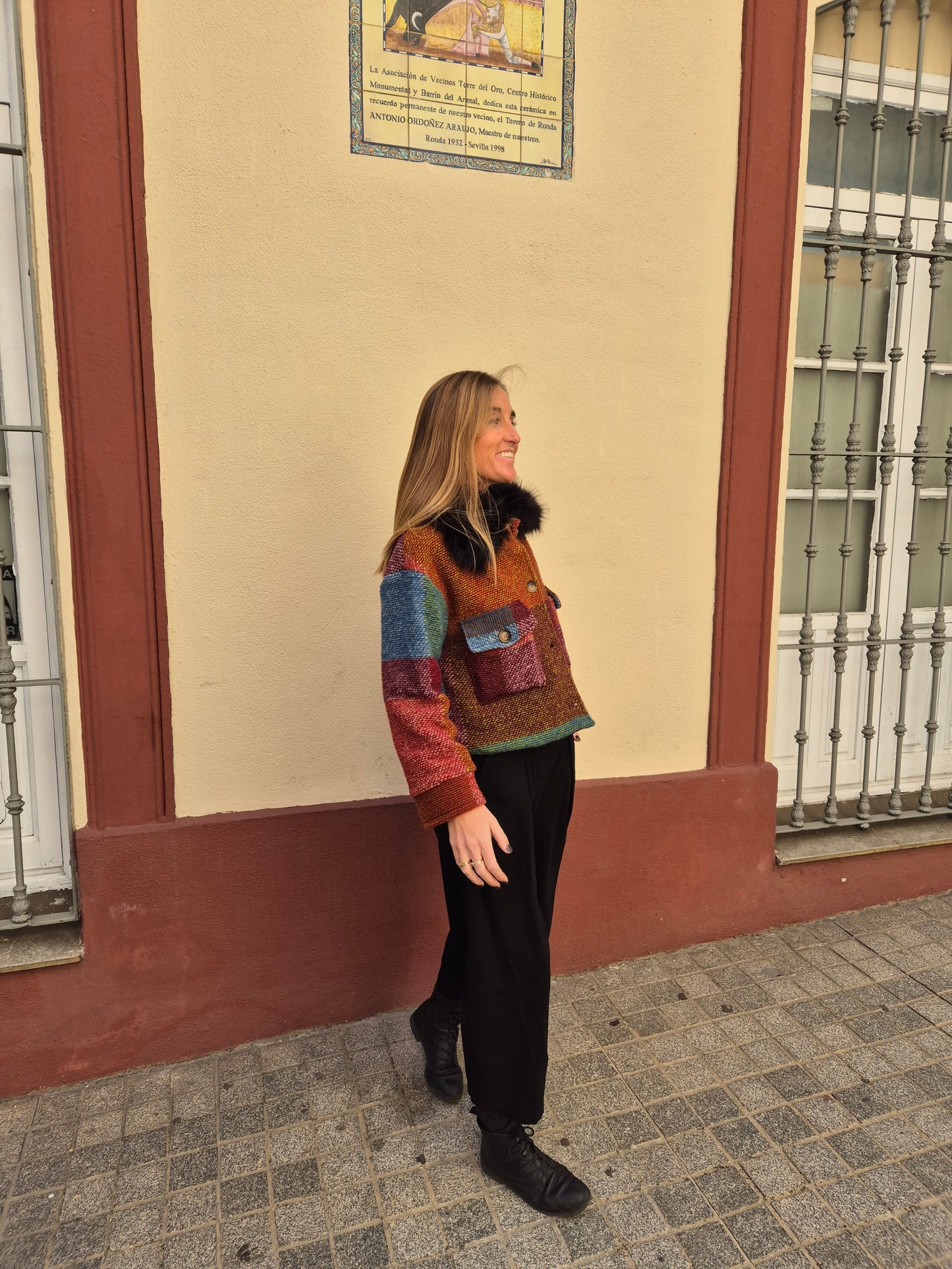 Abrigo colorido detalle pelo