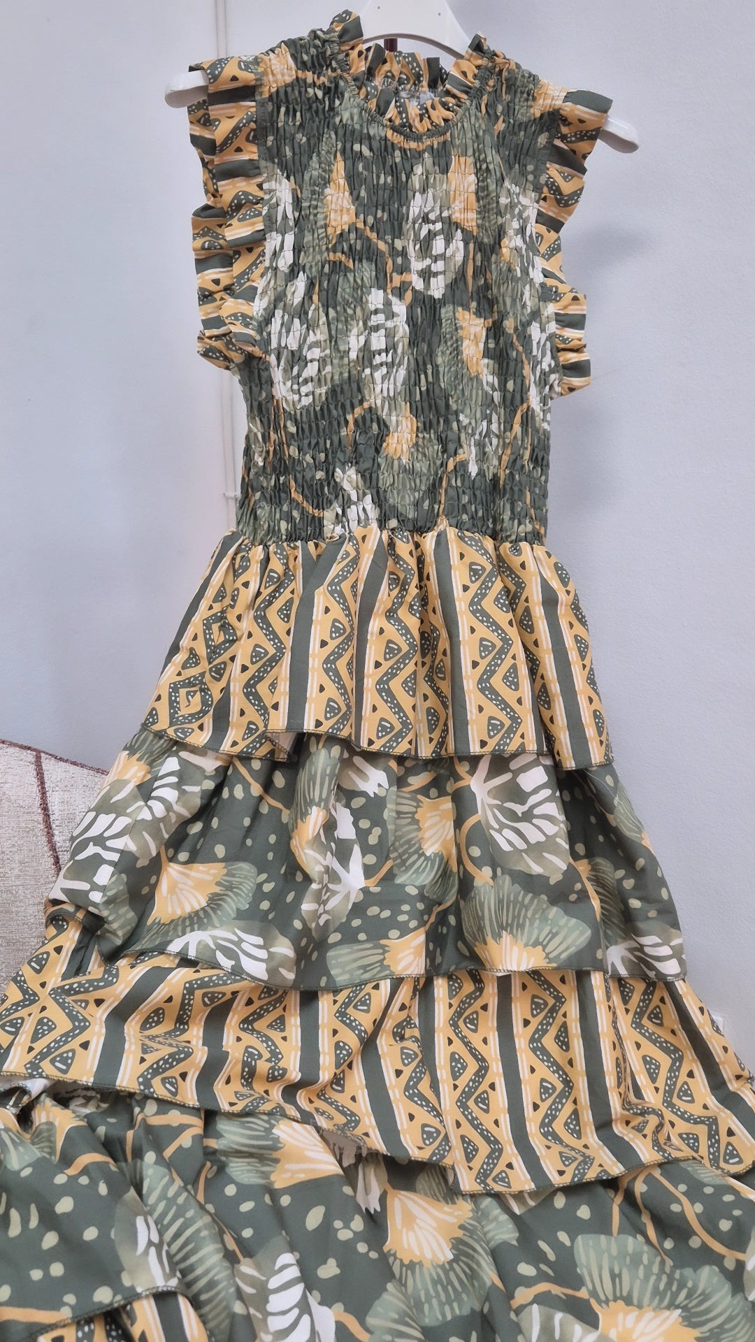 Vestido Alice verde y mostaza